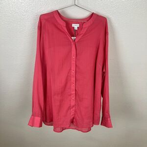 Liz Claiborne Gauze Button Up Size 2X Pink Raspberry Lightweight Office Career